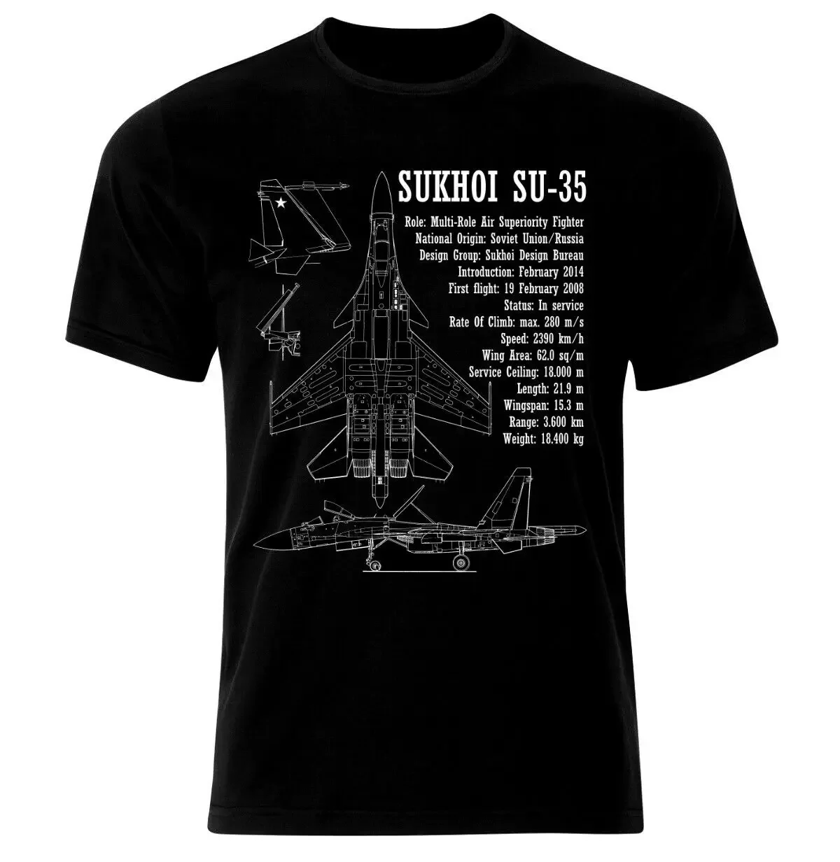 100% Cotton O-Neck Summer Short Sleeve Casual Mens T-shirt Russian Su-35 Flanker-E Multirole Fighter Aircraft Blueprint T-Shirt