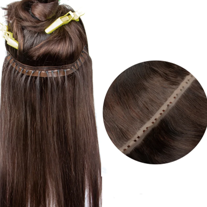 Unsichtbare Butterfly Hand Tied Hair Weft, 40g pro Packung, 16 Zoll, Flat Hole Twin Tabs PU Weft Struktur, Premium Echthaar für mehr Haarvolumen und Längenverlängerung, für den täglichen Gebrauch.