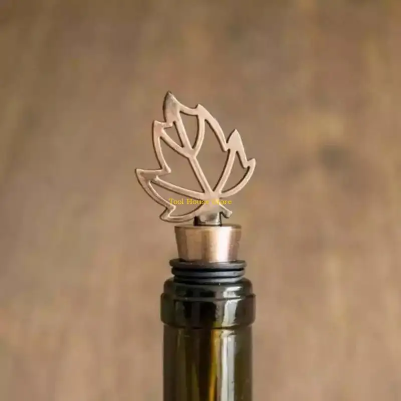 

Vintage Maple Leaf Wine Stopper Beverage Bottle Stopper Corks for Wine Keep for Fresh Reusable Wine Plug Home Bar Gifts