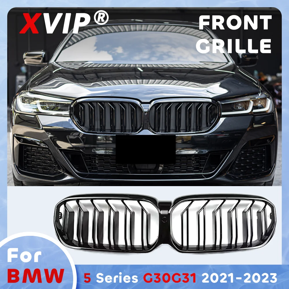 

XVIP Glossy Black Double Line Style Front Bumper Grille For BMW 5-series G30 G31 2021-2023