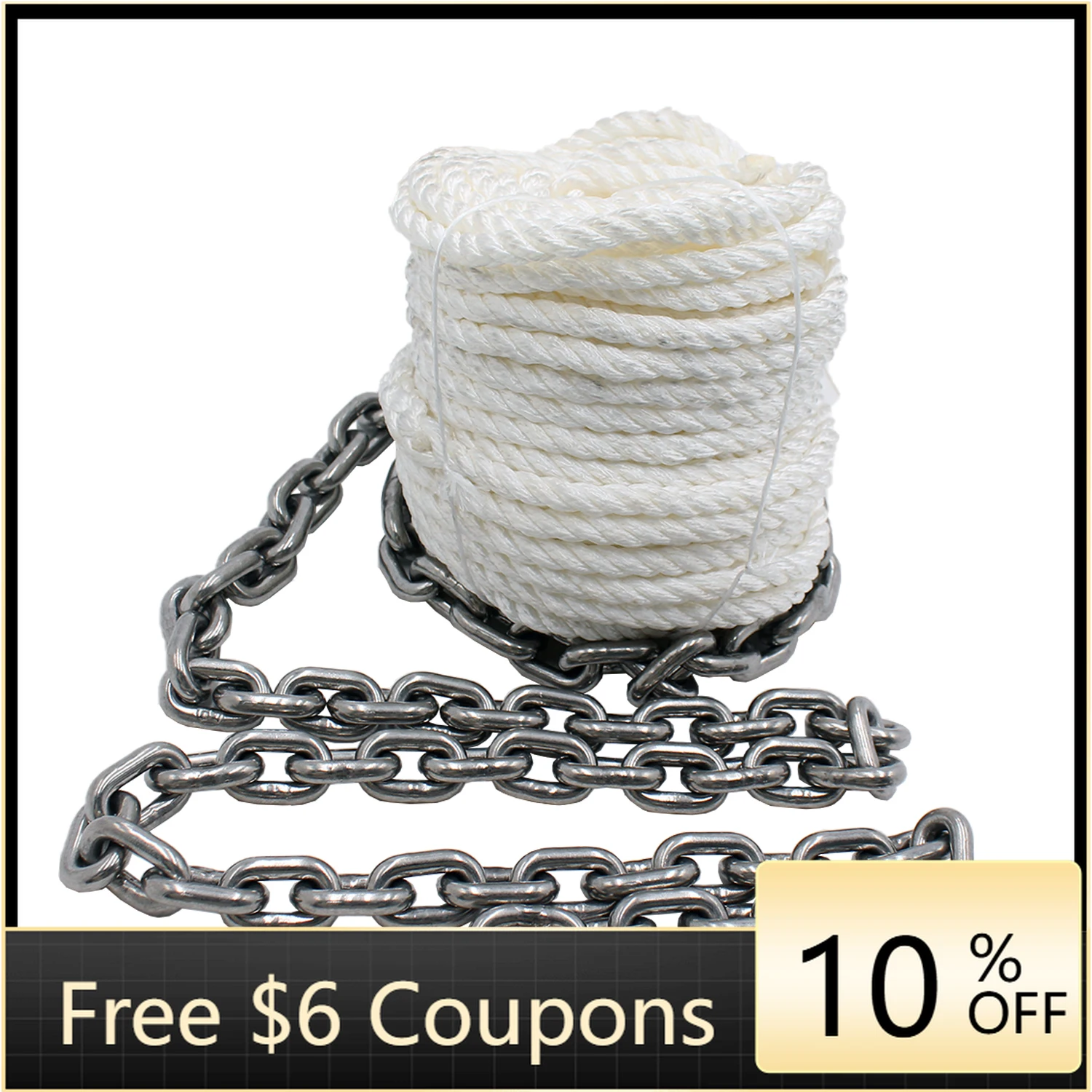 

BBWSTPremium Nylon Anchor Rope and Chain Kit Marine Mooring Dock Line