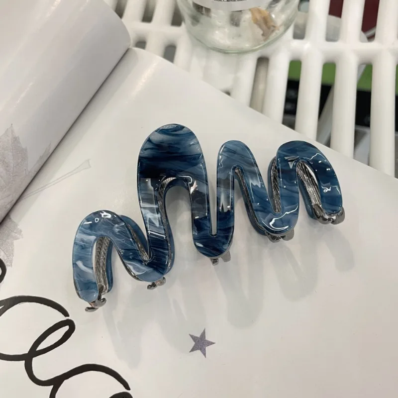 New Design Wave Acetate Metal Hair Clips Temperament Hair Claw Simple Ink Smashed-out Headwear Shark Clip Hair Accessories