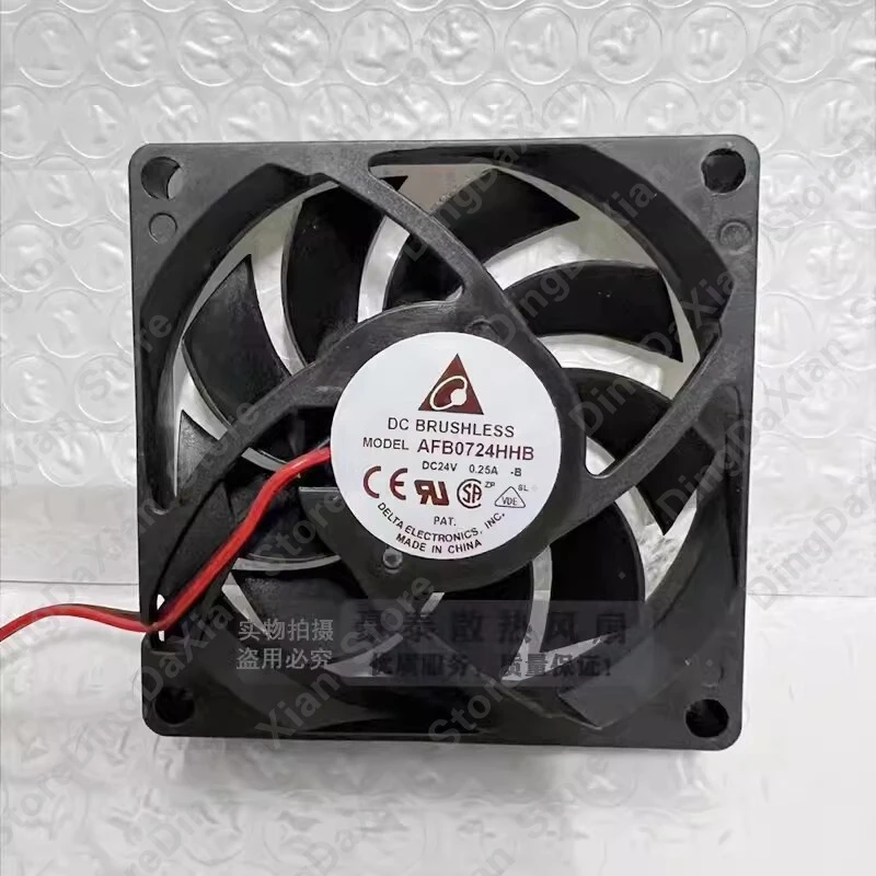 D+ 1PCS For Delta AFB0724HHB DC24V 0.25A 7CM 2-Wire Dual Ball Inverter Cooling Fan 7015 70×70×15mm