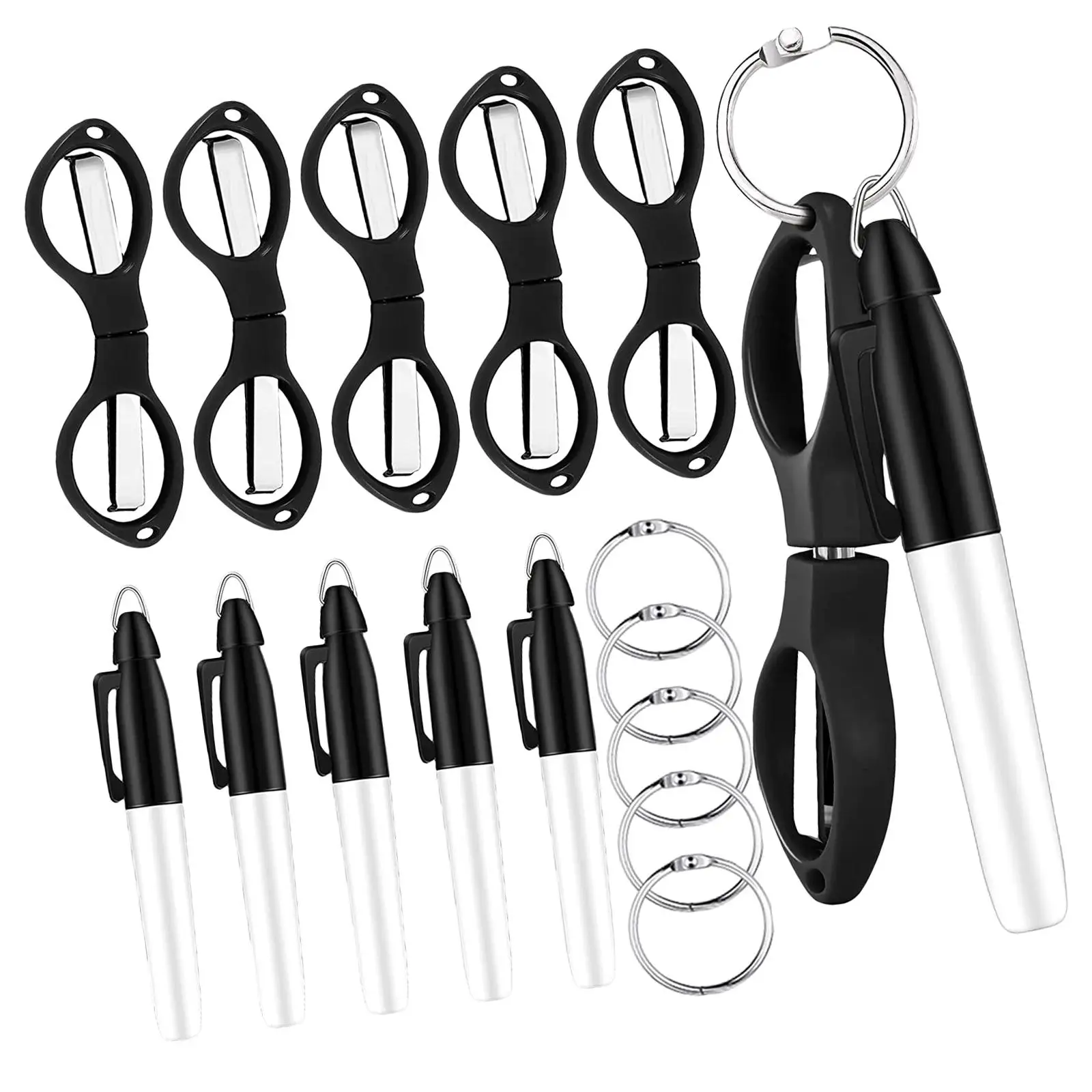 15 Pieces Nurse Pens Pack Fine Pointed Accessories Colors Multifuction Compact Set Foldable Keychain Mini Portable Foldable