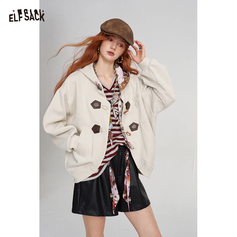 ELFSACK Women's Neo-Chinese Zip Up Hoodie with Paisley Print, Oriental Long Sleeve Sweatshirt, Casual Loose Coat