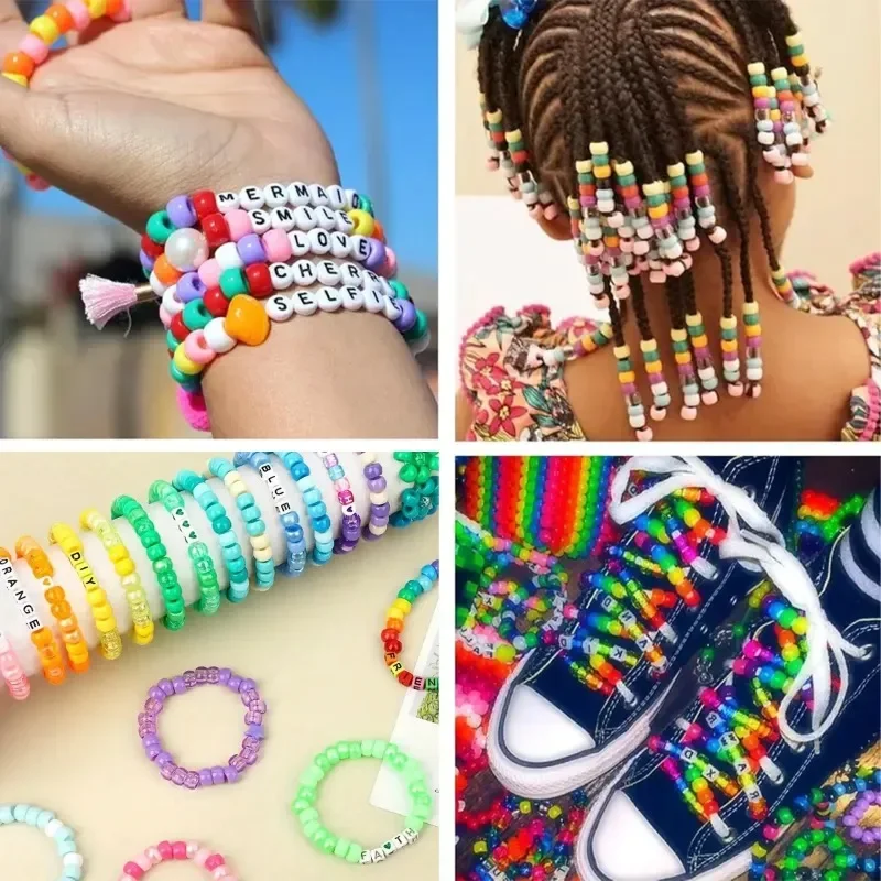 2400pcs Pony Beads Kit for Jewelry Making, Bracelets, Hair Braiding & DIY Crafts, Multicolor Plastic Beads with Storage Box