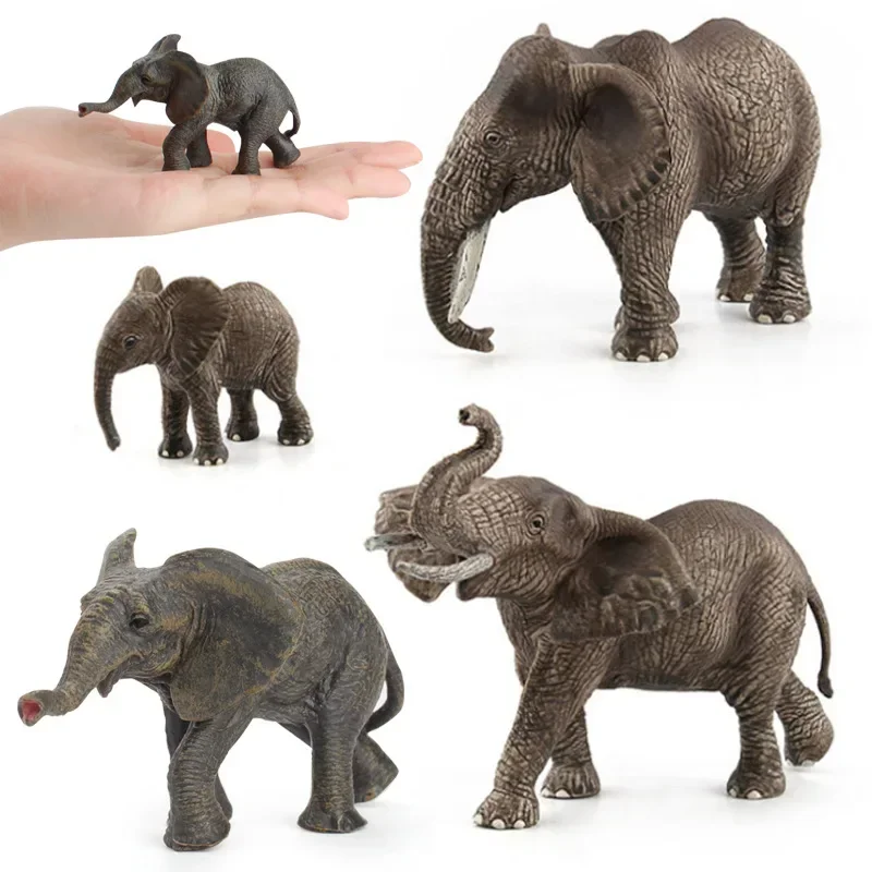 Mini Elephant Model Wild African Male Elephant Miniatures Figurine Simulation Animal Fairy Dollhouse Ornament Home Desktop Decor