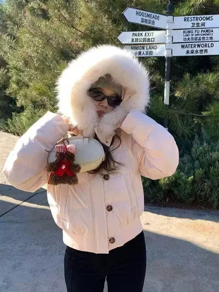 เสื้อแจ็คเก็ตขนเฟอร์เทียมสำหรับฤดูหนาว สไตล์ Y2K พร้อมฮู้ด แฟชั่นเกาหลี วินเทจ ลำลอง สำหรับผู้หญิง