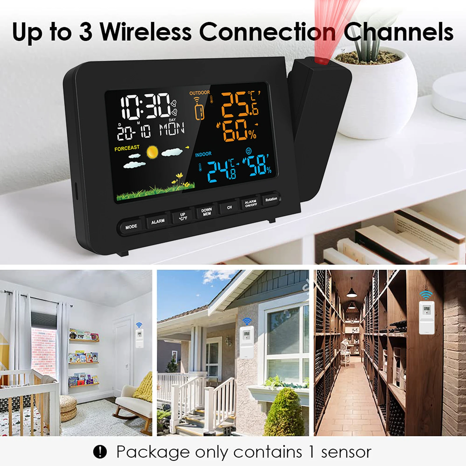 Weather Forecast Electronic Clock Weather Forecast Temperature Detection Projection Alarm Clock Digital Clock for Home Office