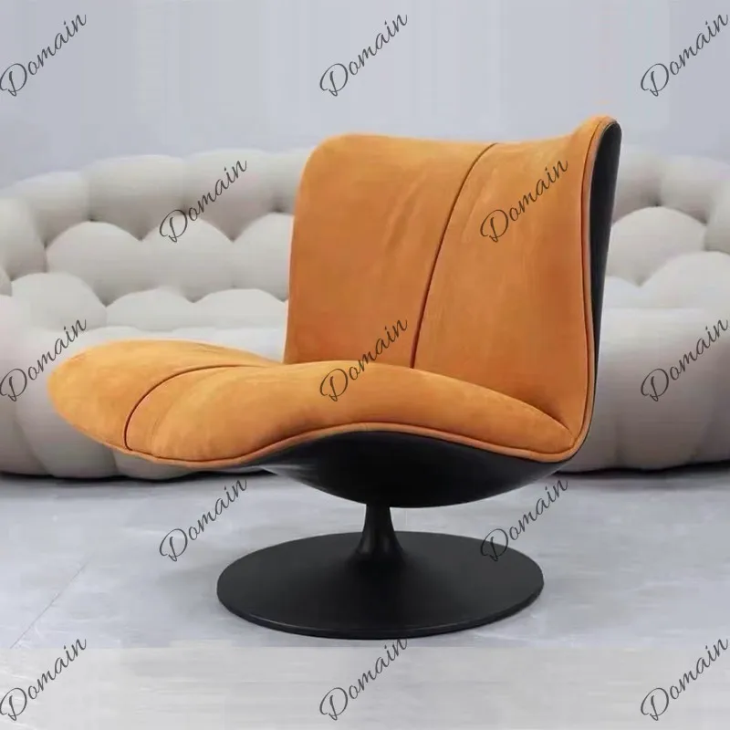 Italian Minimalist Swivel Lounge Chair for Living Room, High Back FRP Shell, Luxury Single Accent Chair