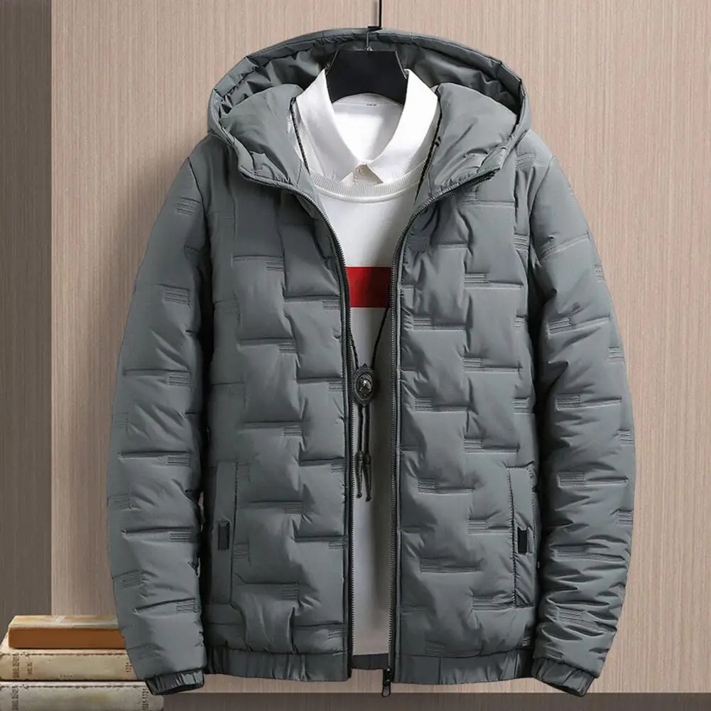 Algodão acolchoado casaco com capuz masculino, Parkas monocromático, casaco, Hoodies, blusão, Casacos