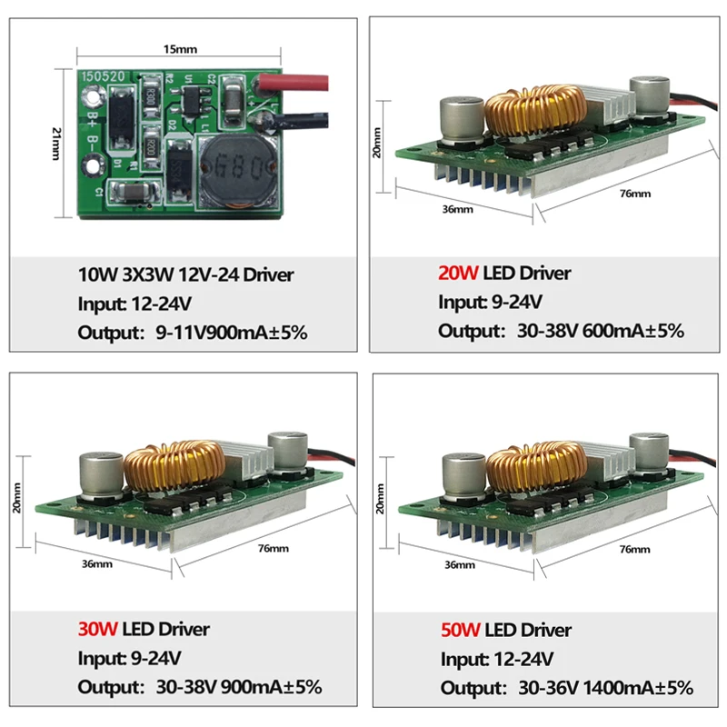 LED Driver DC12V 24V 10W 20W 30W 50W High Power Driver Board Supply Constant Current LED Chips Light led Lighting Transformers