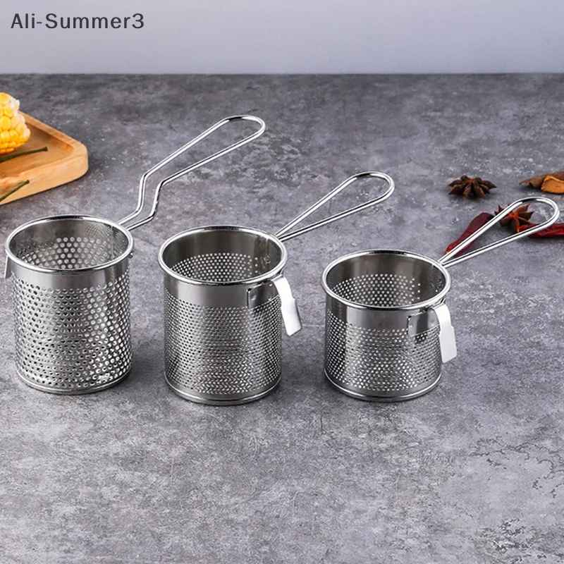 304 Stainless Steel Deep Frying Basket Silver Multi-functional Hangable Colander Oil Filter Mesh Sieve Hotpot Strainer Mesh - Image 3