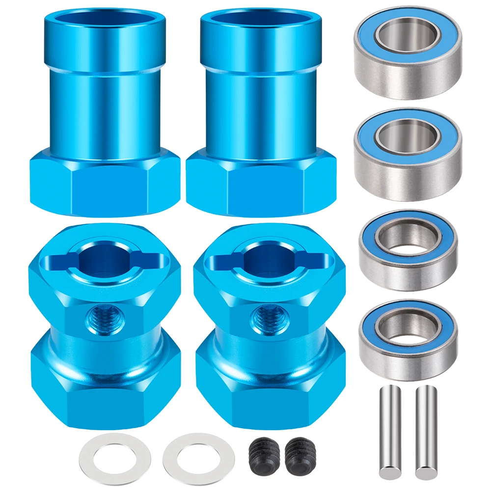 AXSPEED 4Pcs Alu Alloy Original to 12mm Hex Wheel Hub Adapters w/ Bearing for Tamiya Lunch Box 1/12 RC Car Monster Truck Parts
