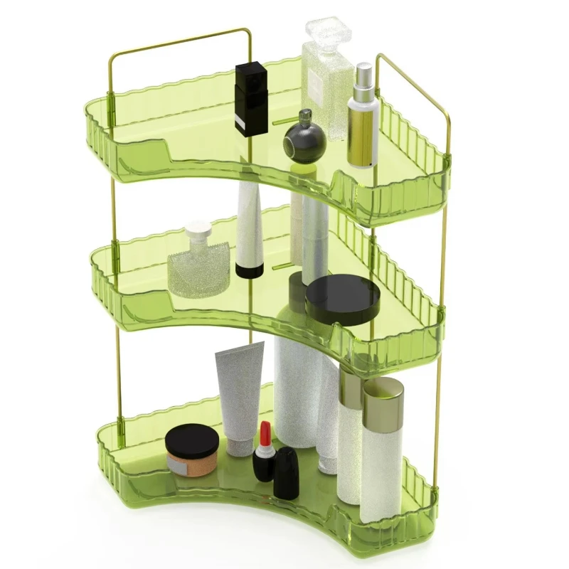 Three-story bathroom vanity storage transparent corner, bathroom countertop rack