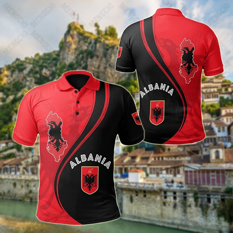 Custom Name Albania Emblem Graphic Polo Shirts Unisex Summer Casual Short Sleeve Tops Adults and Kids Sportswear Loose Jersey