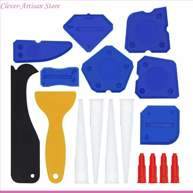 E06B Scraper Caulk Tools Glass Scraper Stainless Finisher Sealant Scraper Remove Scraper Grout 17pcs