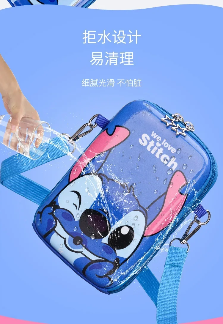 Cute Cartoon Disney Stitch Shoulder Bag Children\'s Change Mobile Phone Storage Baby Waterproof Large Capacity Diagonal Bag Gift