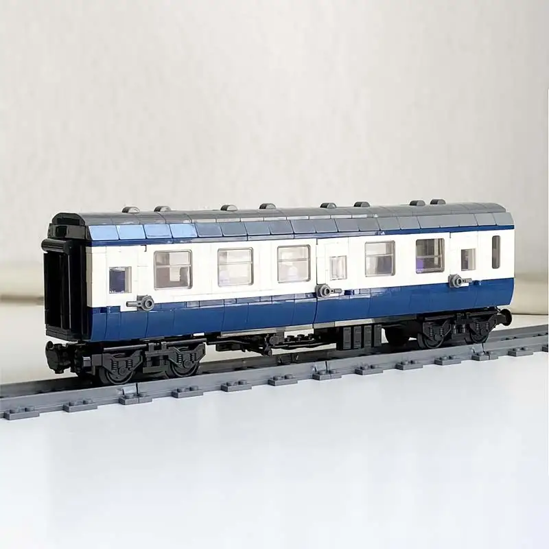 MOC 8 Wide Mk1 Passenger Car Building Blocks Classic UK Train Brake Coach Retro Railway Heavy Carriage Bricks Toys Adult