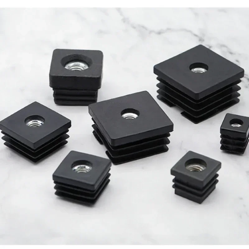 

Square Nut Hole Plug Glide Leveling Foot Pad Plastic Black Furniture Adjustable Table Chair Feet Pipe Inner PlugM6M8M10 15-50mm