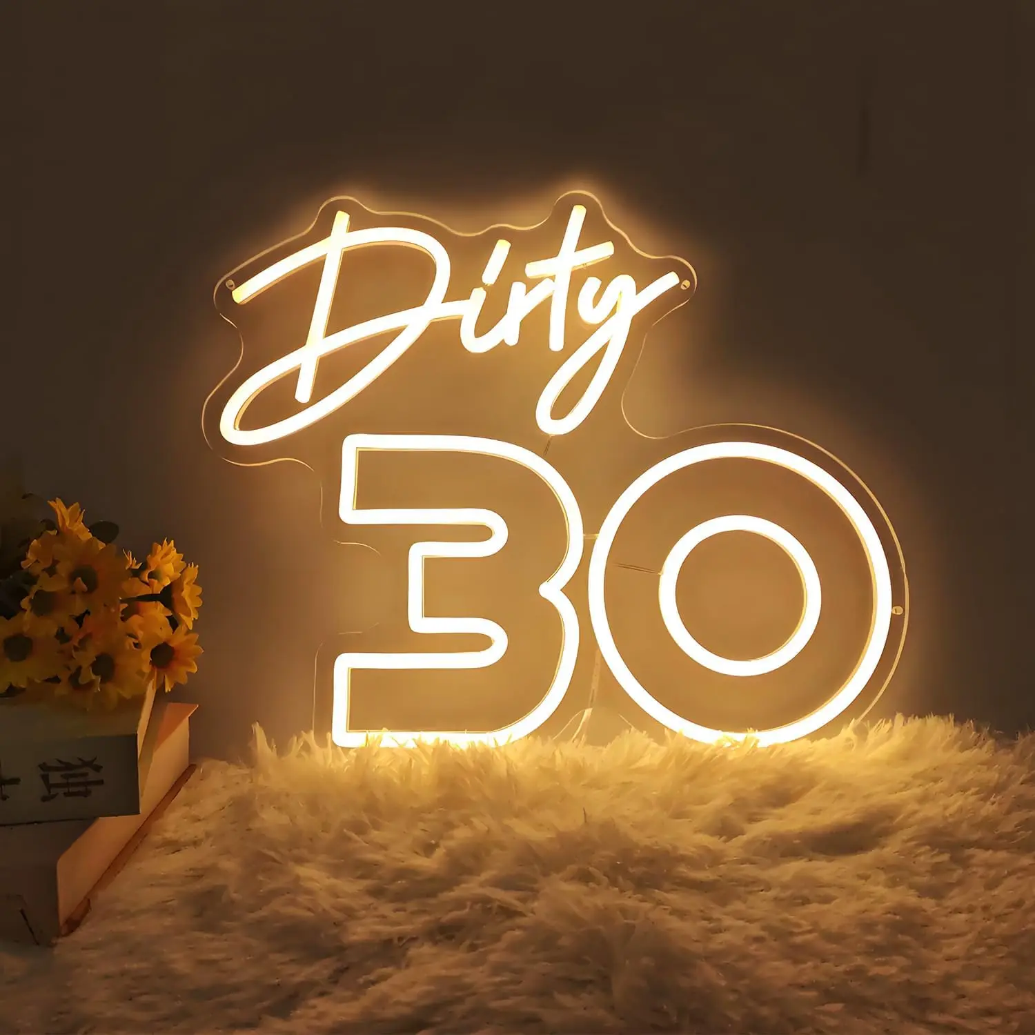 Dirty 30 LED Neon Sign USB Neon Light for 30th Birthday Party Decoration Home Bar Pub Bedroom Wall Art Decor Birthday Gift Lamp