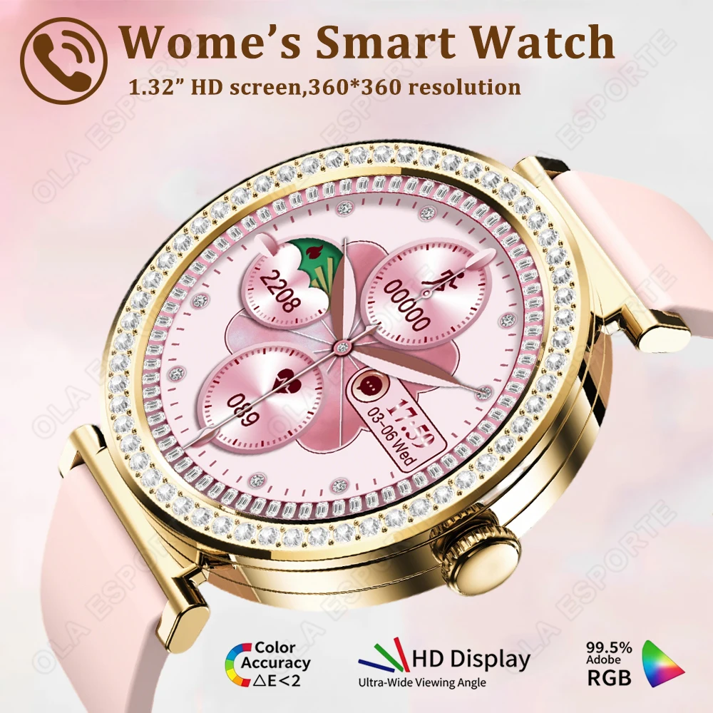 

Luxury Bluetooth Call Smartwatch Women's Smart Watch Clock Ladies Gift Fitness Tracker Wrist Watches for Woman Android iOS HW12