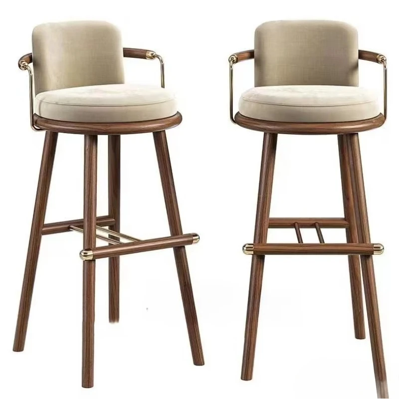 Simple solid wood bar high chair bar KTV bar chair creative fabric front desk chair
