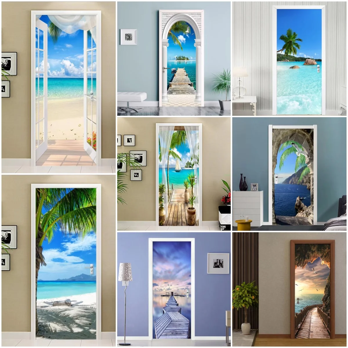 

Door Stickers Wallpaper For Self-adhesive 3d Entrance Bathroom Sticker Room Decor Wall Photo Posters Vinyl On The Closet Sticker