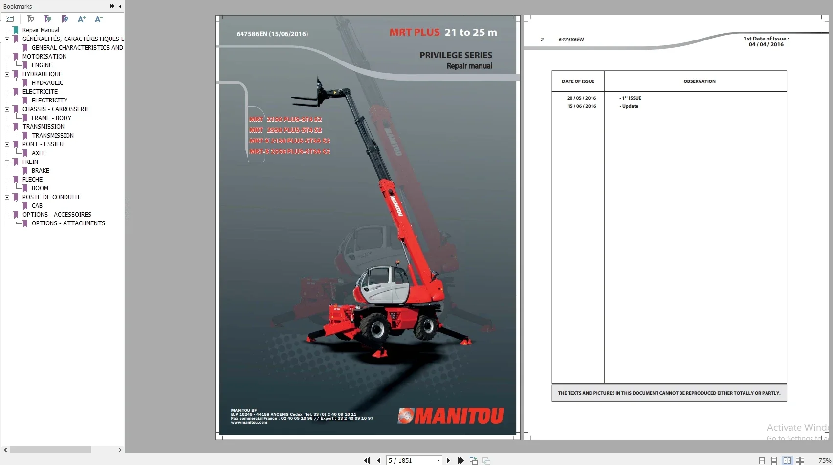 EPC-SOFTWARE Manitou Telehandler MRT 9.42 GB Repair Manual, Operator Manuals, Part Manual Update 2021