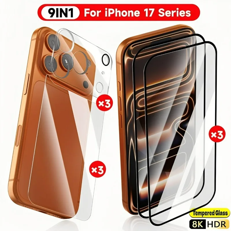 Screen Back Lens Screen Protector for IPhone 17 Pro Max 17Air Tempered Glass Screen Back Lens Film HD Clear Anti-Scratch Films