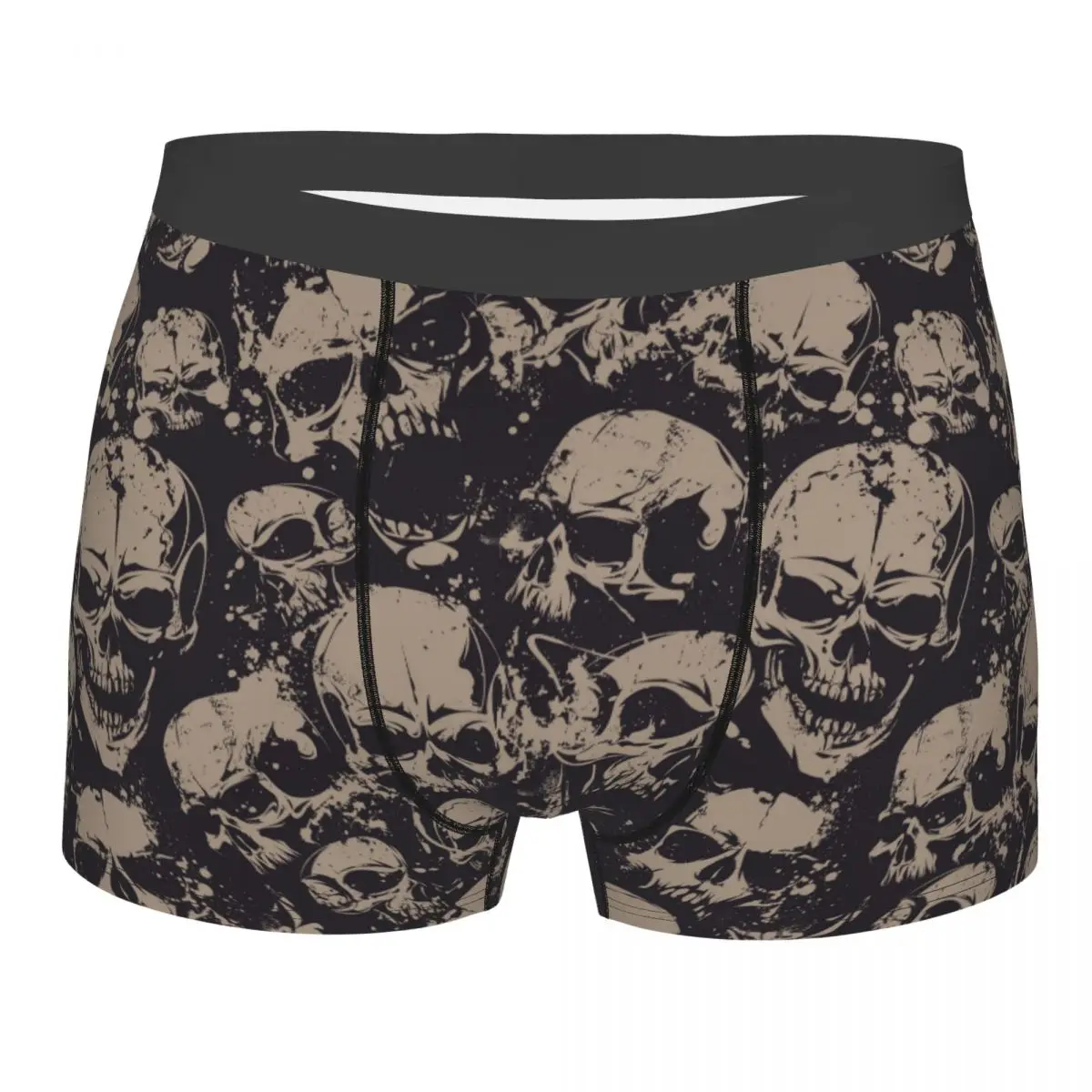 Funny Boxer Shorts Panties Men's Grunge Pattern With Skulls Rock Underwear Breathable Underpants for Male