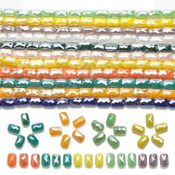 80Pcs/Lot 4x7mm Faceted Crystal Glass Long Square Beads Flat Grid Shape For Jewelry Making DIY Necklace Bracelets Accessories
