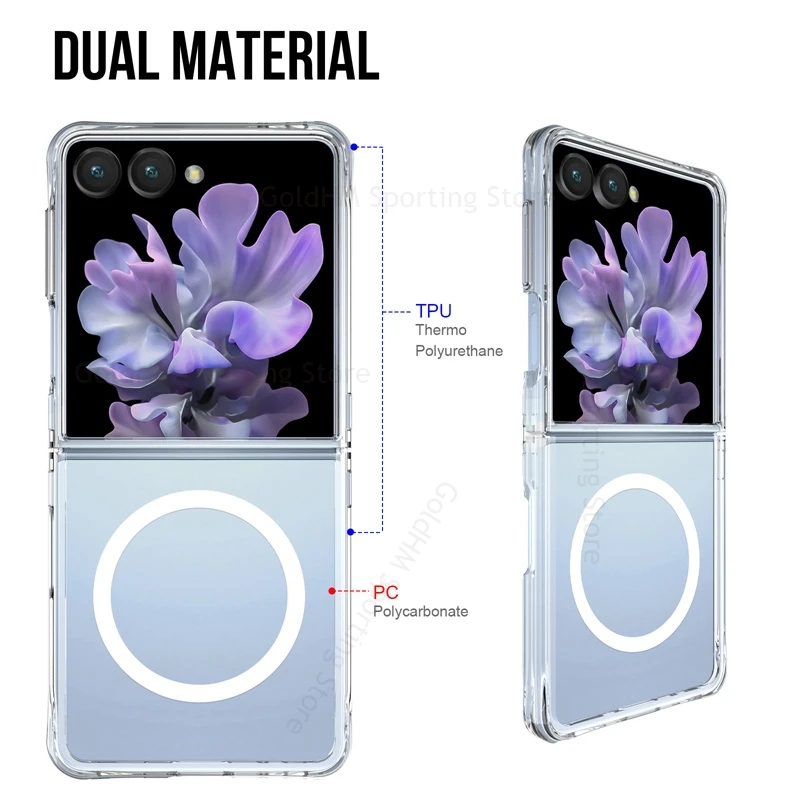 For Samsung Galaxy Z Flip8 5G For Magsafe Magnetic Transparent Case For Samsung Z Flip 8 Wireless Charging Clear Magsafing Cover