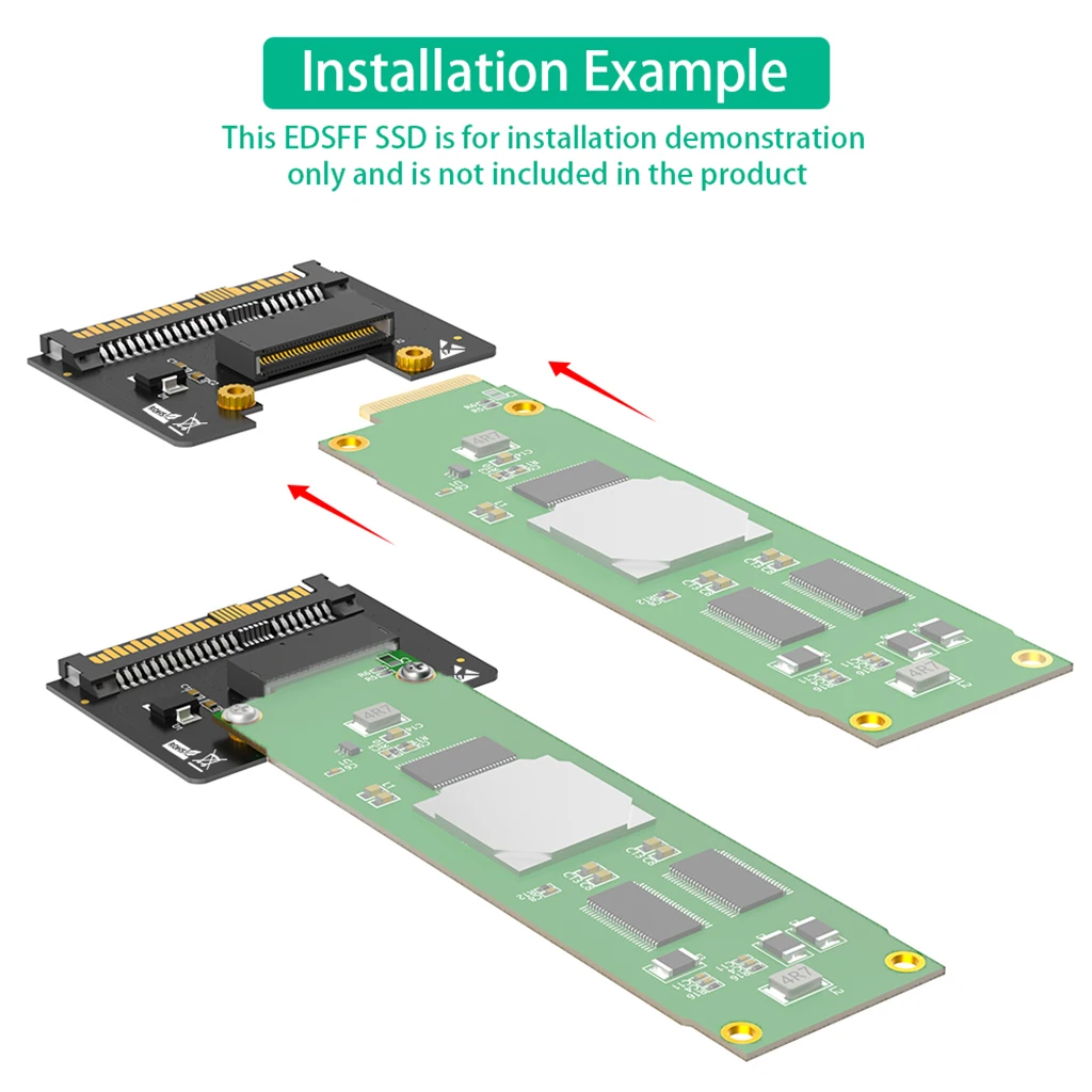 فتحة بطاقة تحويل SSD ، مسطرة متوافقة مع U.2 إلى NVMe ، 1U EDSFF قصيرة SSD E1.S ، U.2 إلى فتحة