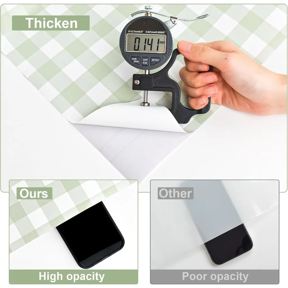 ورق جدران منقوش أخضر قابل للتقشير واللصق للخزائن - ورق اتصال ذاتي اللصق على طراز بوهو