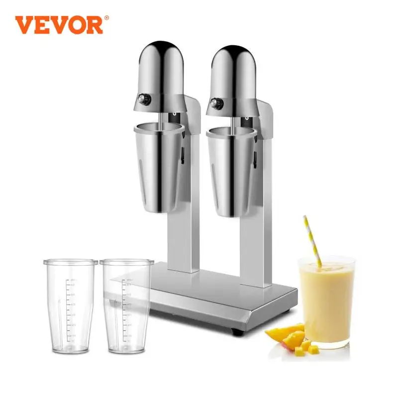 VEVOR-batidora eléctrica de 800ML, máquina de espuma automática comercial, mezclador de bebidas de té y Malt de doble cabezal de acero inoxidable