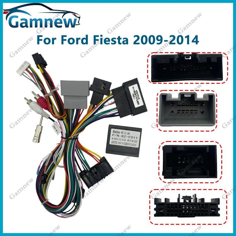 Car Audio Radio DVD Android 16PIN Power Cable Adapter For Ford Fiesta 2009-2014 Power Wiring Harness