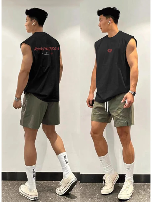 American Sle Versatile Loose Svel Men's Vest Summer Trendy Design Pure Cotton Baskeall Sport Top Youth ular Casu... image 3