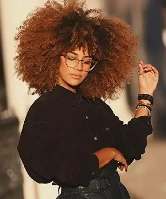 Curly Afro Wig with Bangs Short Kinky Curly Wigs for Black Women Cosplay Daily