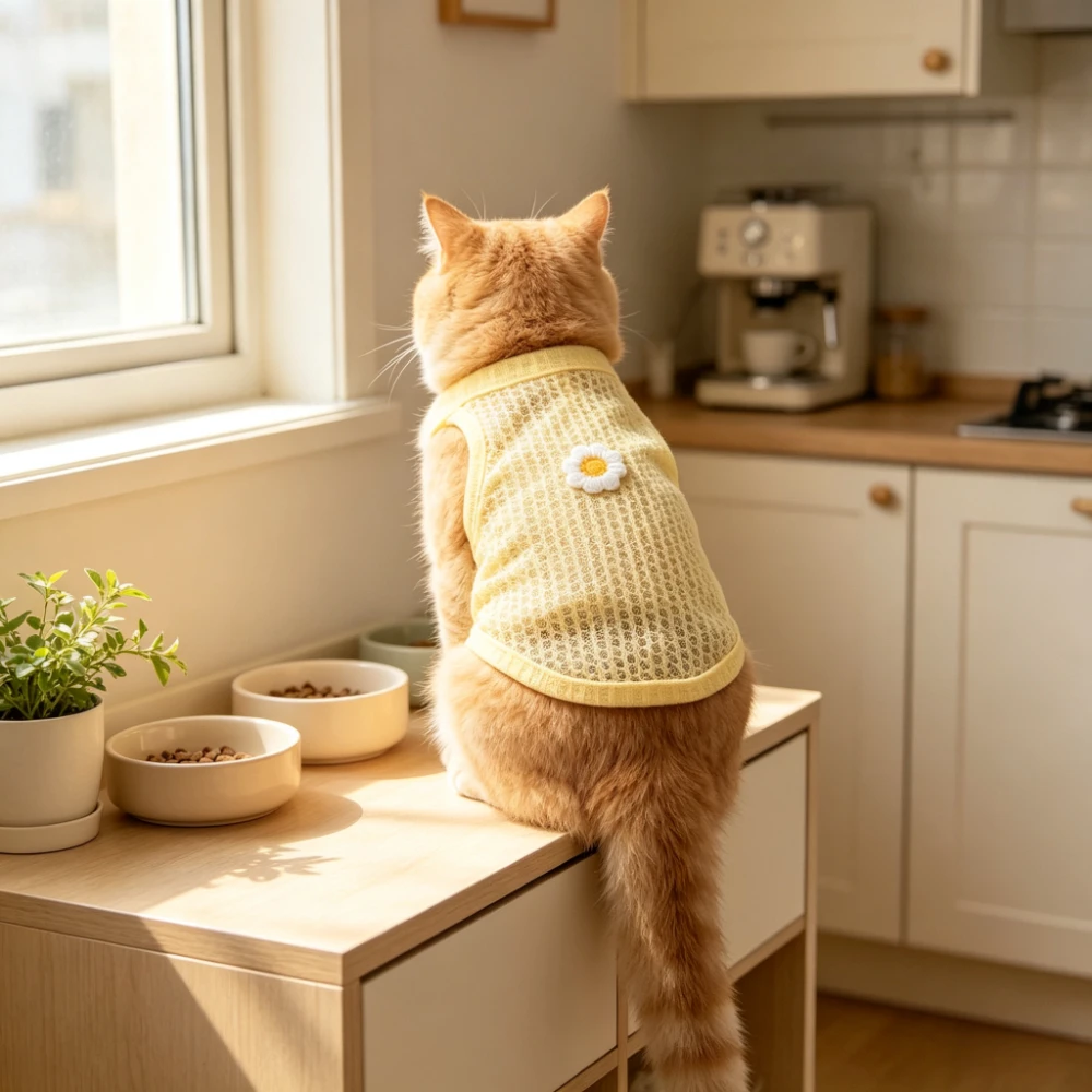 Atmungsaktive Waffelstrick-Hundeweste Ärmelloses Trägertop Sommer-Outfit für Kleine Hunde und Katzen