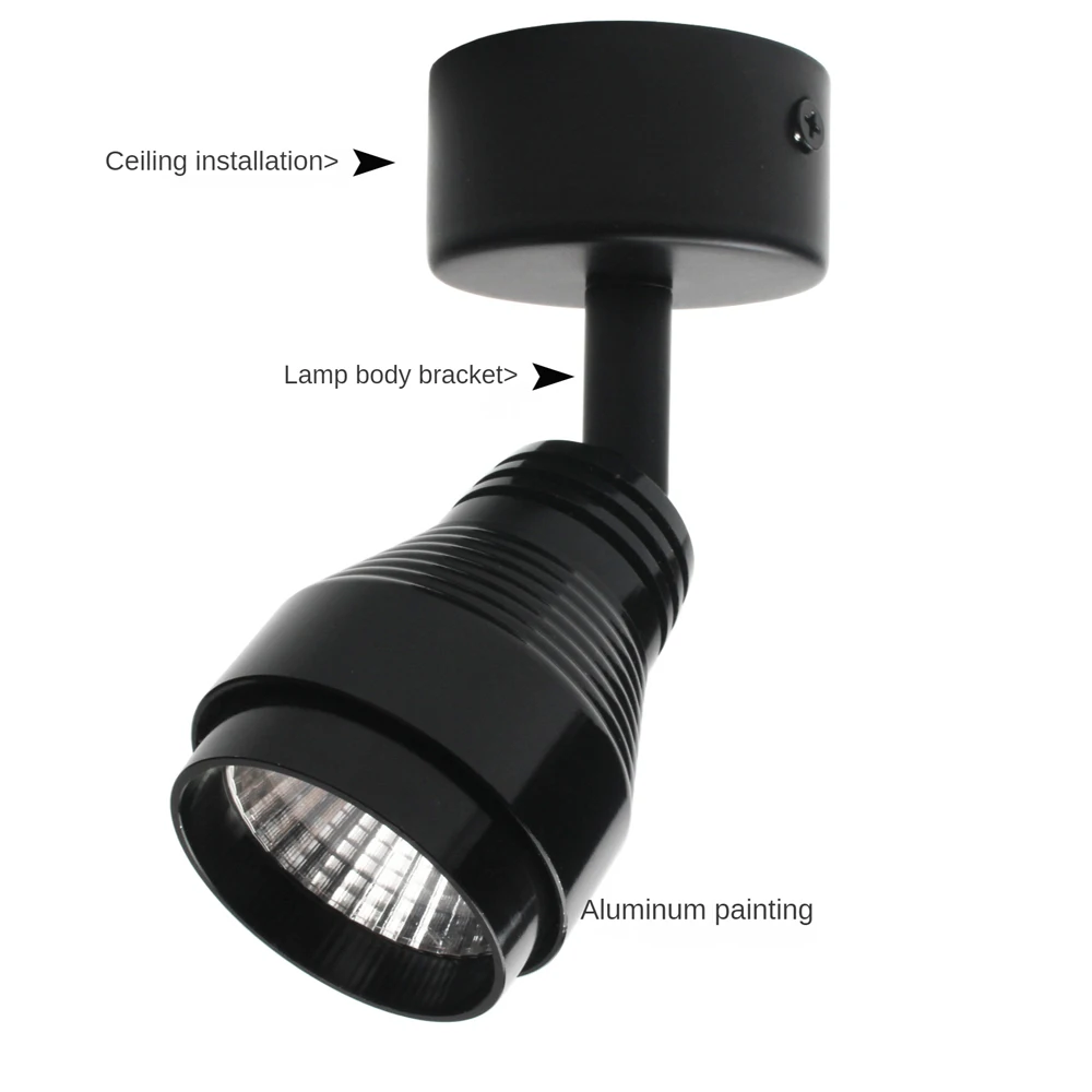 LED Spotlight Track Light Surface Mounted Ceiling Universal Head Living Room Track Interface Commercial Rail Light Ceiling Spots