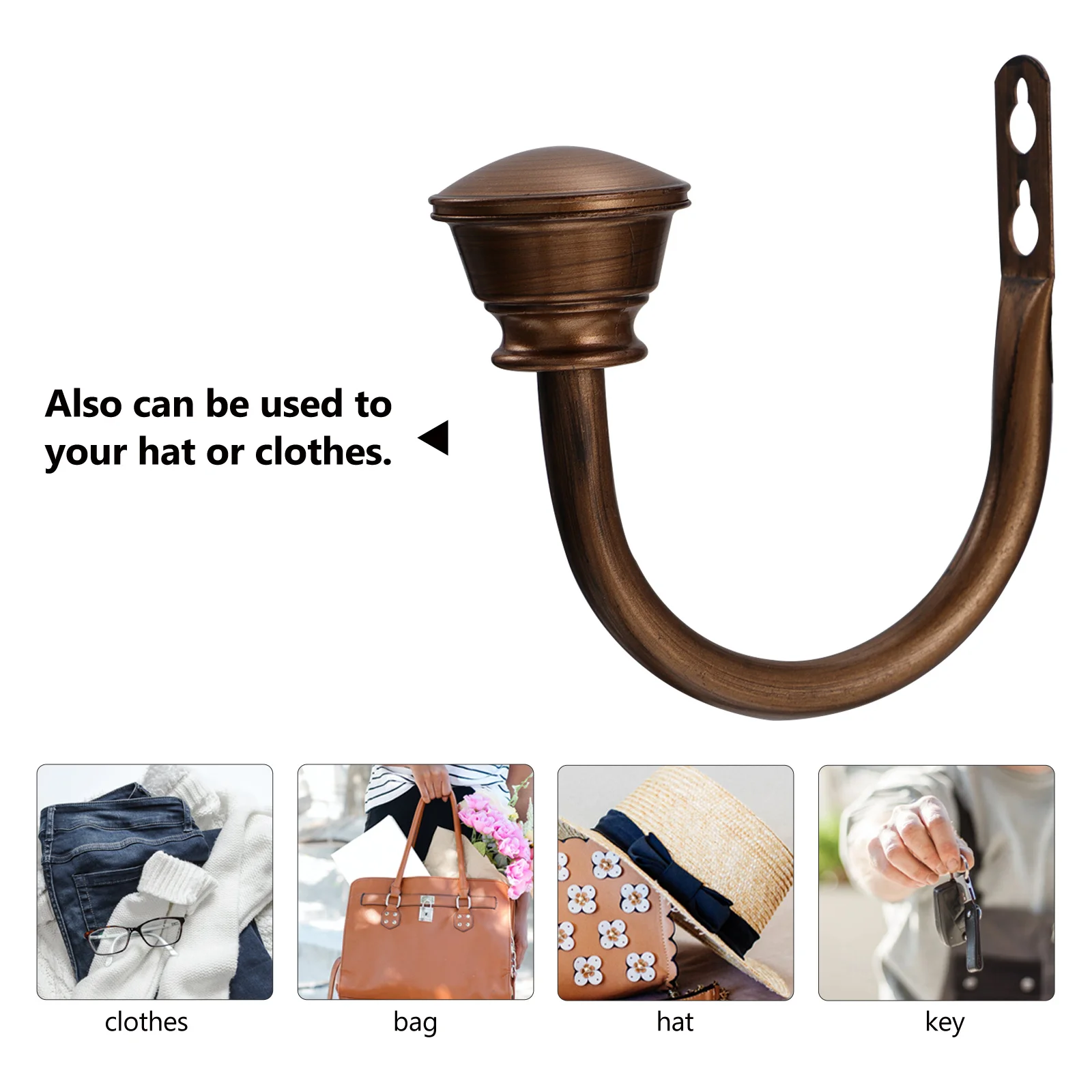 

2Pcs Curtain Hooks U-Shape Iron Wall Mounted Holdbacks for Home Decor Heavy Duty Coat Hangers Multi Use Bathroom Kitchen Garage