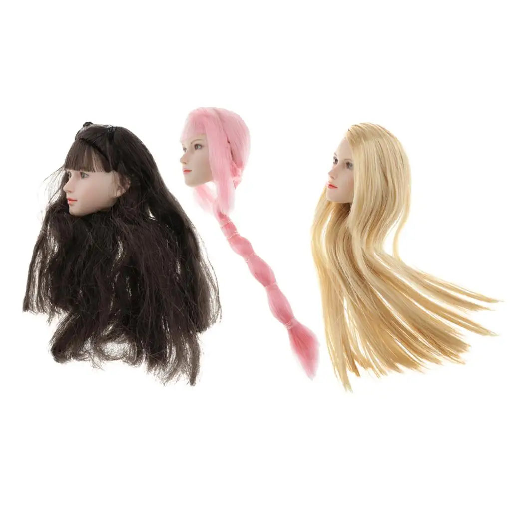 

1/6 Female Head Sculpt Lifelike Carving Head Model Figure Doll Accessory for 12 Inch Action Figure Cosplay