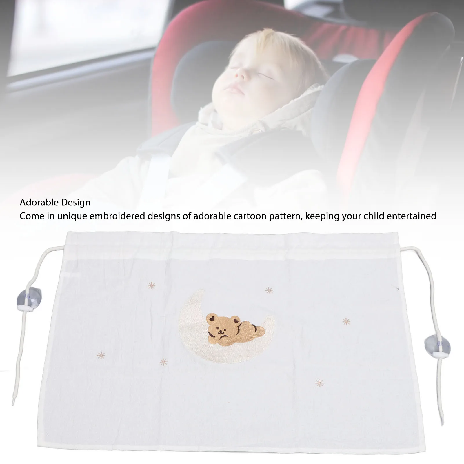 ZK40-cortina para ventana de coche de bebé, tela de algodón bordada con dibujos animados, protección UV, parasol lateral para coche