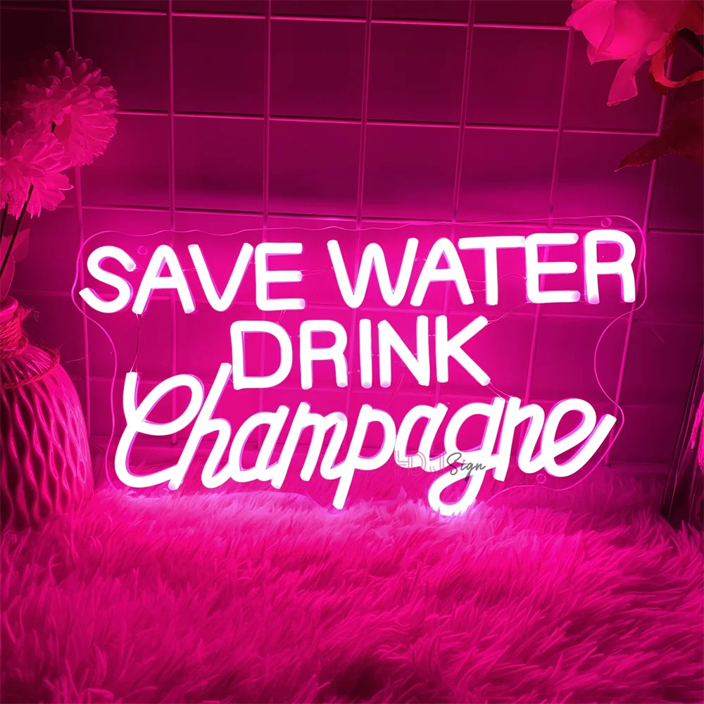 

Save water drink champagne Neon Led Signs Bar pub Decoration Neon Lights USB Bar Coffee Party Room Wall Decor Neon LED Signs