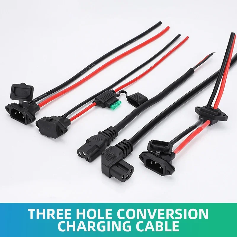 E-Bike Charging Conversion Head Connector Cable 3 Pin Male Socket Wire Electric Vehicle Lithium Battery Charging Plug with Cord