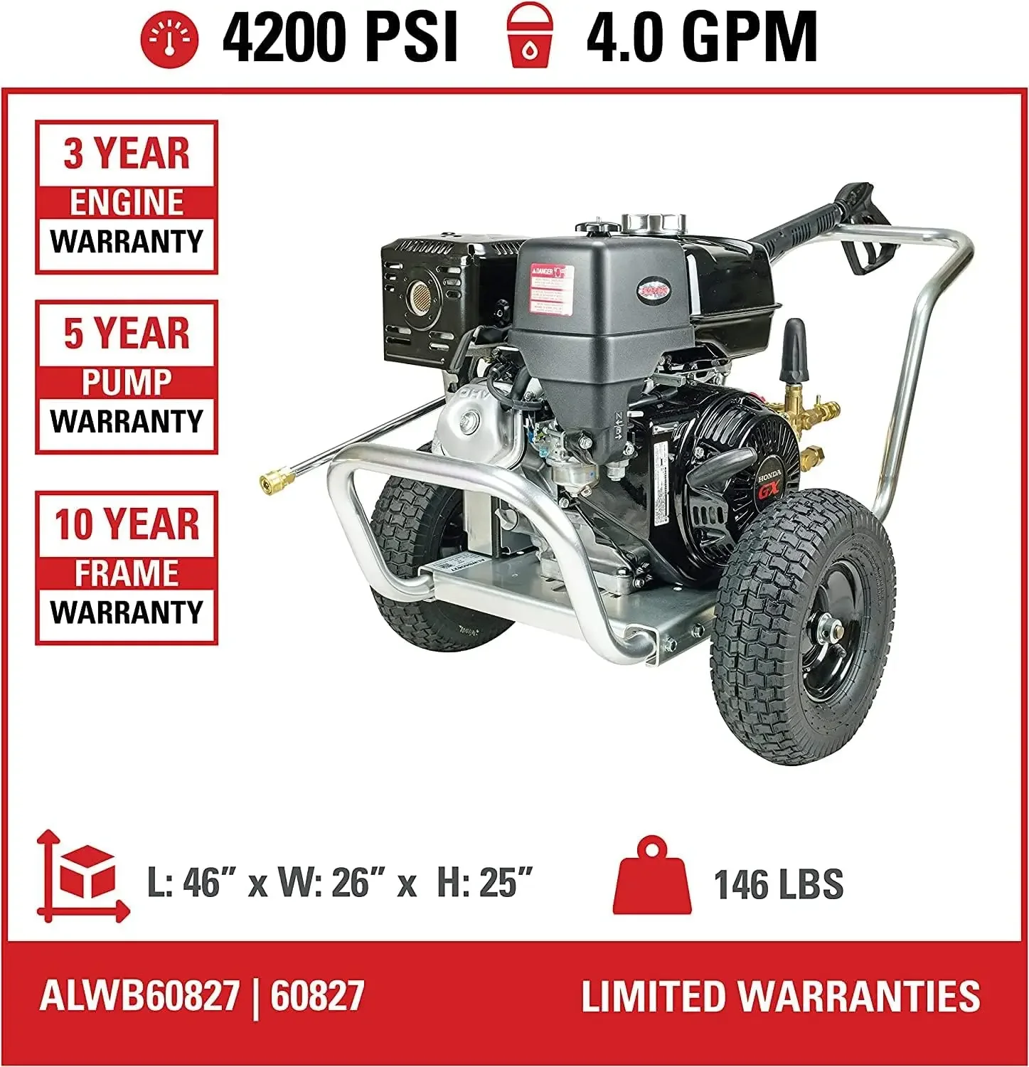 Cleaning ALWB60827 Water Blaster Series 4200 PSI Gas Pressure Washer4.0 GPM, Honda Engine