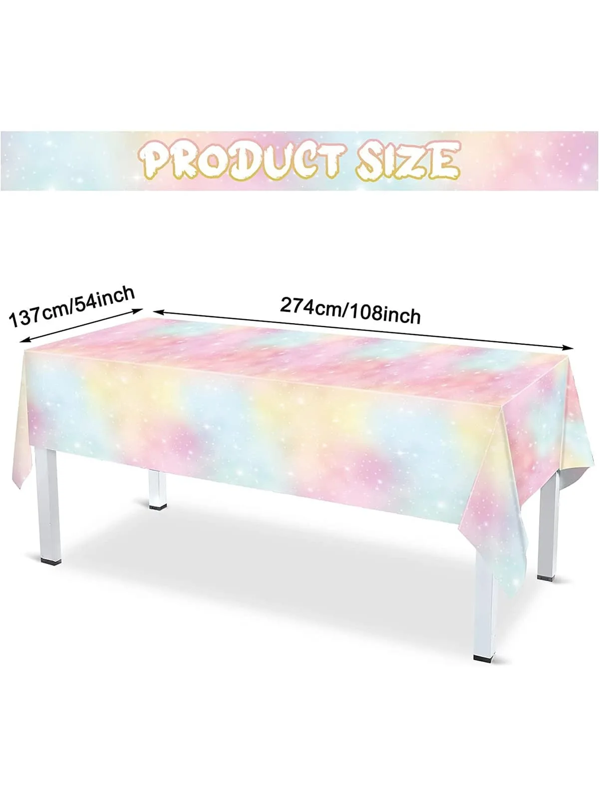 54 x 108 inch birthday party decoration rectangular plastic disposable table cover waterproof Bohemian rainbow tablecloth