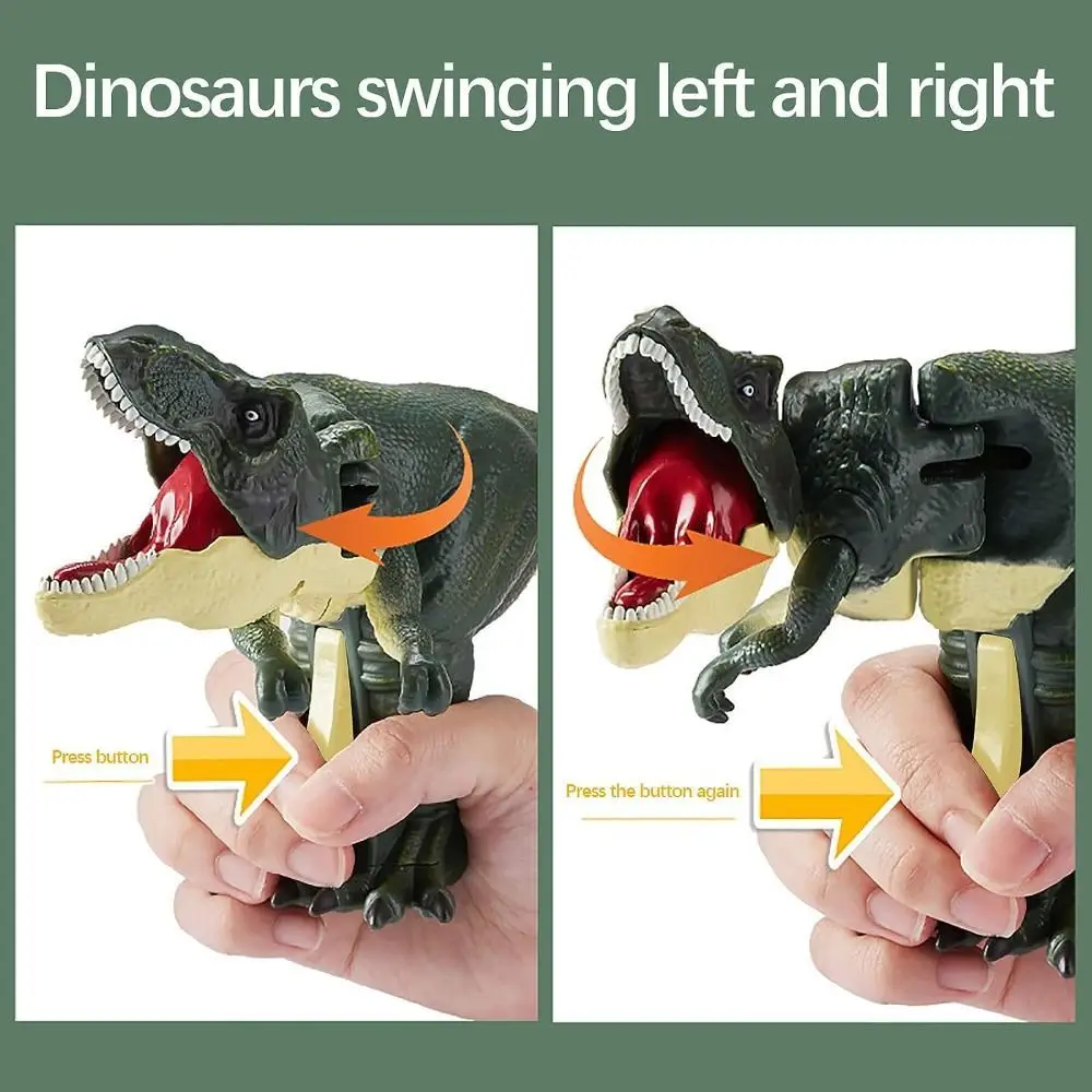 Jouet de dinosaure à pression en plastique, cadeau, mouvement de tête, balançoire simulée, Simulation manuelle, dinosaure explorateur pour femmes