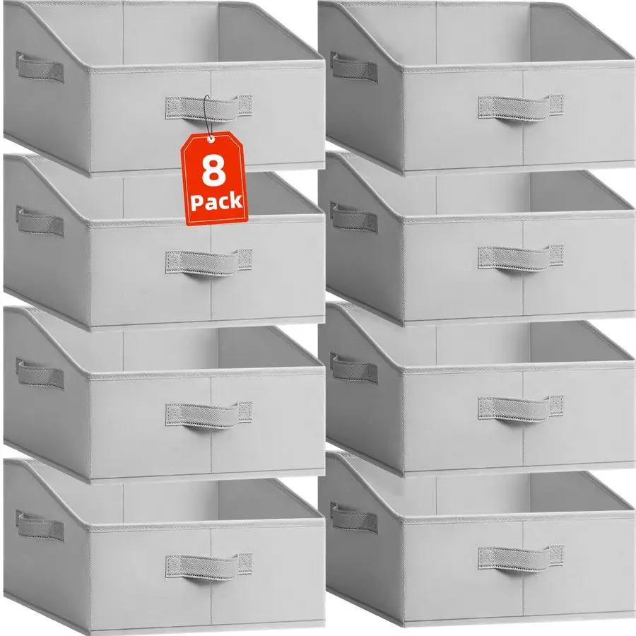 

Closet Organizers Bins 8 Pack Large Closet Shelf Organizer with Handles Fabric Trapezoid Home Organization and Storage Baskets f